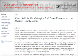 Covert Activity: the Washington Post, Edward Snowden and the National Security Agency